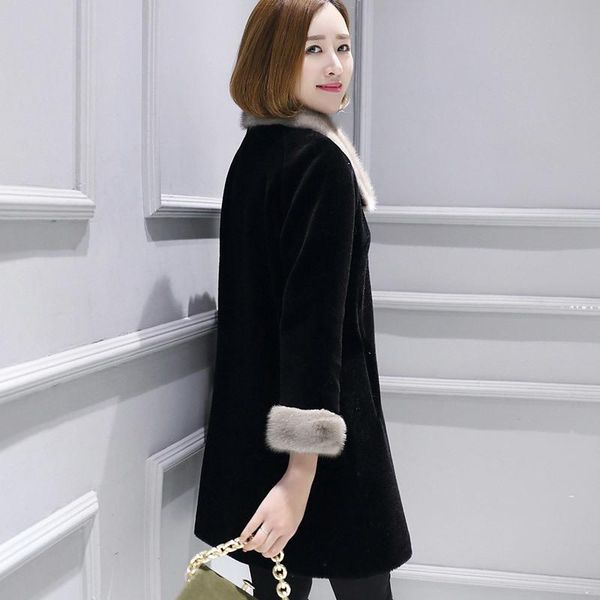 women's fur & faux sheep shearing coats with natural mink collar real wool coat female warm winter jacket women 18182 wyq2068, Black
women's fur & faux sheep shearing coats with natural mink collar real wool coat female warm winter jacket women 18182 wyq2068, Black