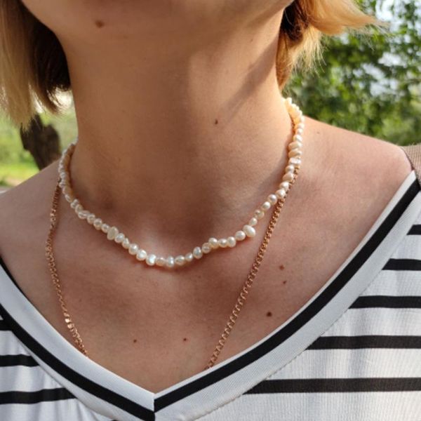 chokers daily elegance 4-5mm real freshwater pearl choker necklace baroque jewelry for women wedding 925 silver clasp wholesale, Golden;silver
chokers daily elegance 4-5mm real freshwater pearl choker necklace baroque jewelry for women wedding 925 silver clasp wholesale, Golden;silver