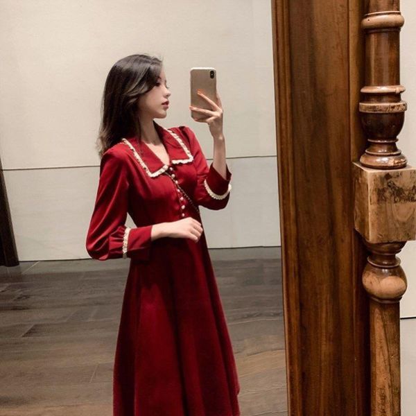 casual dresses women 2021 spring autumn elegant vintage midi dress female long sleeve a-line ladies pleated vestidos z336, Black;gray
casual dresses women 2021 spring autumn elegant vintage midi dress female long sleeve a-line ladies pleated vestidos z336, Black;gray
