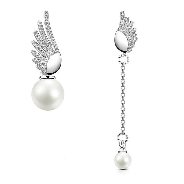 dangle earrings selling simple women's asymmetric knitted copper zircon pearl angel wing, Silver
dangle earrings selling simple women's asymmetric knitted copper zircon pearl angel wing, Silver