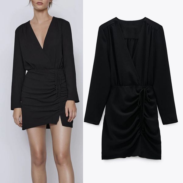 summer black mini dresses for women draped office short dress woman fall long sleeve elastic waist ladies 210430, Black;gray
summer black mini dresses for women draped office short dress woman fall long sleeve elastic waist ladies 210430, Black;gray