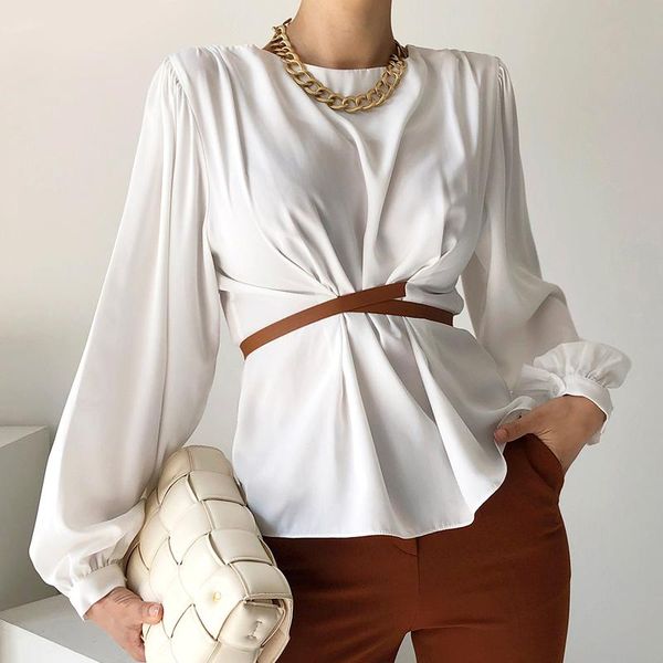 women's blouses & shirts korean chic o neck lantern sleeve lace-up waist woman simple white elegant femme blusas office ladies pullover
women's blouses & shirts korean chic o neck lantern sleeve lace-up waist woman simple white elegant femme blusas office ladies pullover