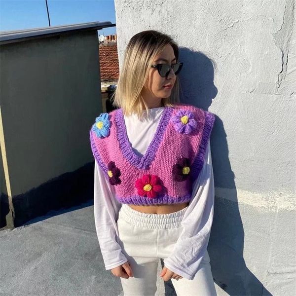 women's knits & tees girls y2k purple floral knitted cropped vest 2021 spring woman cute v neck patchwork short vests female manual kni, White
women's knits & tees girls y2k purple floral knitted cropped vest 2021 spring woman cute v neck patchwork short vests female manual kni, White