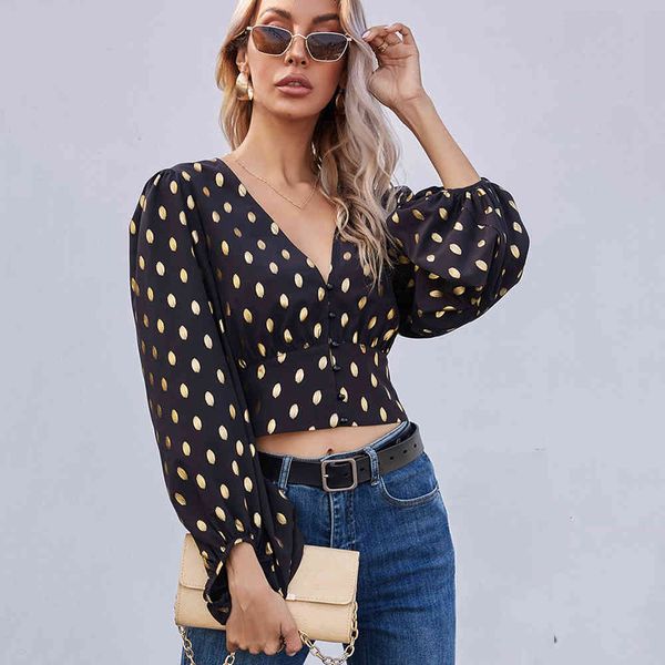 shorts polka dot print short shirt women 2021 lantern sleeve button up v neck ladies spring autumn vintage cropped and blouses, White;black
shorts polka dot print short shirt women 2021 lantern sleeve button up v neck ladies spring autumn vintage cropped and blouses, White;black