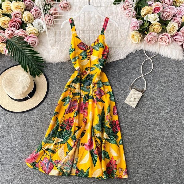 boho button v neck women dress spaghetti strap floral print midi backless summer party casual a line beach holiday, Black;gray
boho button v neck women dress spaghetti strap floral print midi backless summer party casual a line beach holiday, Black;gray