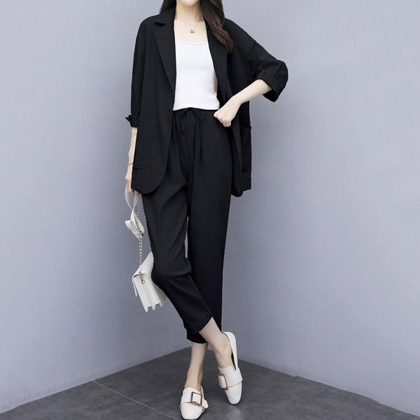 two piece sets spring and autumn 2021 japanese korean fashion two-piece suit jacket pocket women thin pencil pants solid women's, White
two piece sets spring and autumn 2021 japanese korean fashion two-piece suit jacket pocket women thin pencil pants solid women's, White