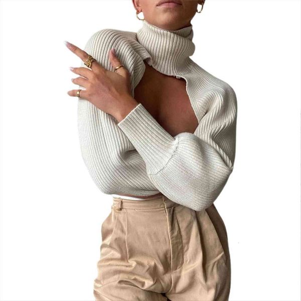 female solid color women sweater high collar long puff sleeve knitwear pullover for short crop matched with clothing, White;black
female solid color women sweater high collar long puff sleeve knitwear pullover for short crop matched with clothing, White;black