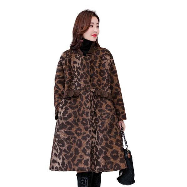 women's wool & blends winter coat women loose leopard woolen elegant woman cappotto donna female cloak abrigo mujer monteau femme hiver, Black
women's wool & blends winter coat women loose leopard woolen elegant woman cappotto donna female cloak abrigo mujer monteau femme hiver, Black
