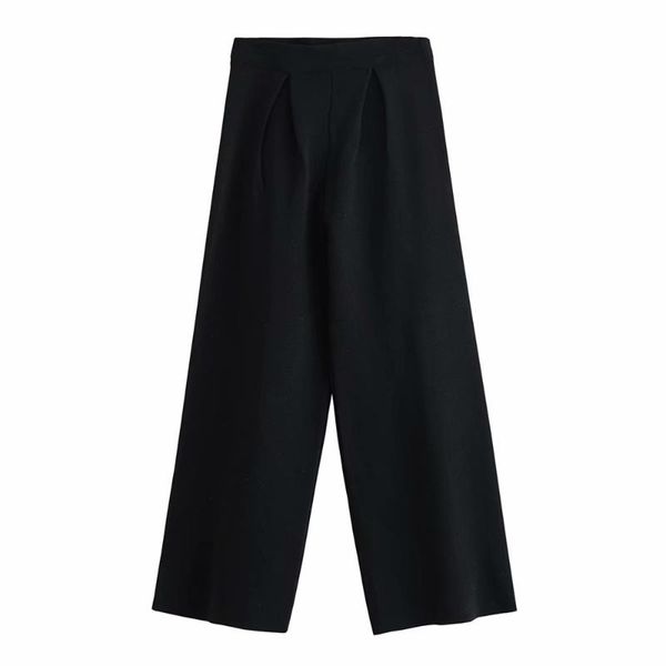 women's pants & capris 2021 summer retro high waist elastic front pleated decorative knitted wide leg, Black;white
women's pants & capris 2021 summer retro high waist elastic front pleated decorative knitted wide leg, Black;white