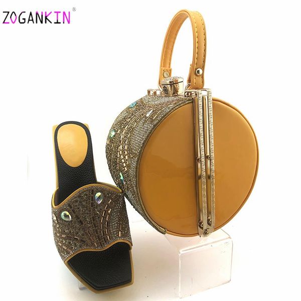 dress shoes peep toe design african women and bag set with shinning crystal sandals in yellow color for royal wedding, Black
dress shoes peep toe design african women and bag set with shinning crystal sandals in yellow color for royal wedding, Black