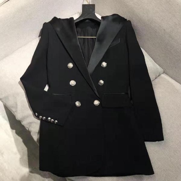 black satin crepe hooded suit coat in autumn and winter of 19 blazer women's suits & blazers, White;black
black satin crepe hooded suit coat in autumn and winter of 19 blazer women's suits & blazers, White;black