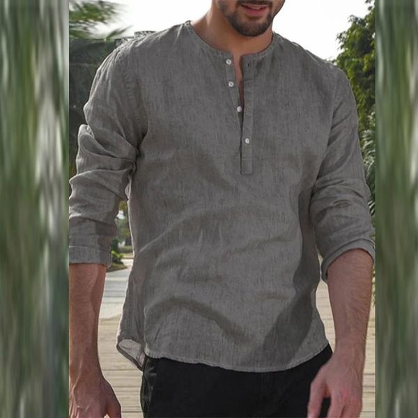 men's casual shirts 2021 autumn solid long sleeve for men fashion v-neck buttoned pullovers vintage loose simple shirt mens streetwear, White;black
men's casual shirts 2021 autumn solid long sleeve for men fashion v-neck buttoned pullovers vintage loose simple shirt mens streetwear, White;black