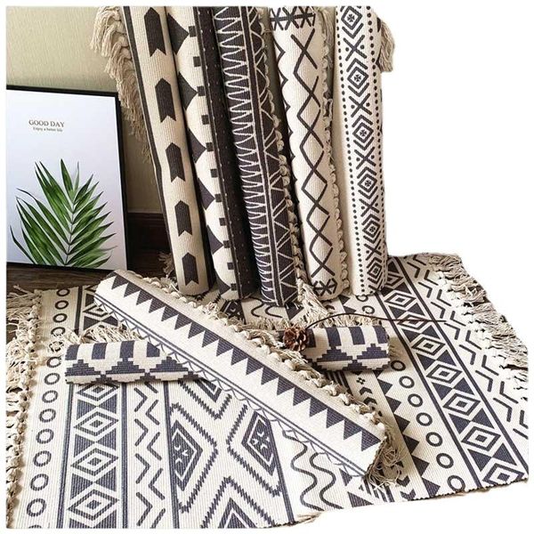 carpets cotton tassel home weave welcome foot pad bedroom study room floor rugs prayer mattress
