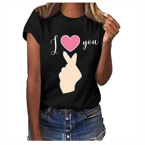 women's t-shirt finger heart print o neck short sleeve women t shirt casual pullover tunics harajuku i love you printed basic tshirt, White
women's t-shirt finger heart print o neck short sleeve women t shirt casual pullover tunics harajuku i love you printed basic tshirt, White