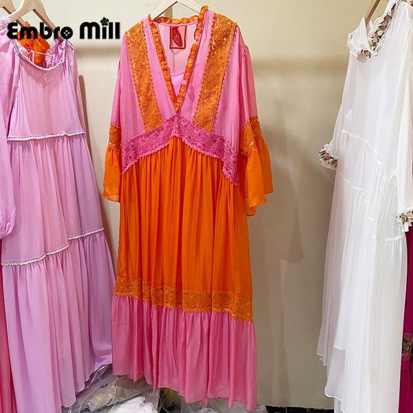 fashion women's french dress female temperament v-neck flared sleeves silk spliced lace fairy dresses -xxl casual, Black;gray 
fashion women's french dress female temperament v-neck flared sleeves silk spliced lace fairy dresses -xxl casual, Black;gray