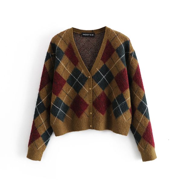 women's sweaters autumn winter vintage argyle knitted cardigans women v neck single breasted long sleeve short sweater outwear top, White;black
women's sweaters autumn winter vintage argyle knitted cardigans women v neck single breasted long sleeve short sweater outwear top, White;black