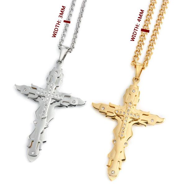 cross pendant golden and silver color faceted curb chain rolo necklace for men stainless steel necklaces
cross pendant golden and silver color faceted curb chain rolo necklace for men stainless steel necklaces