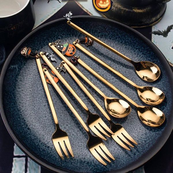 forks stainless steel halloween coffee spoon and fork set creative dessert home tableware decor for tea party wedding utensils
forks stainless steel halloween coffee spoon and fork set creative dessert home tableware decor for tea party wedding utensils