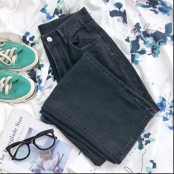 womens jeans retro basic washed women black loose high waist slimming simple casual all match straight denim, Blue
womens jeans retro basic washed women black loose high waist slimming simple casual all match straight denim, Blue