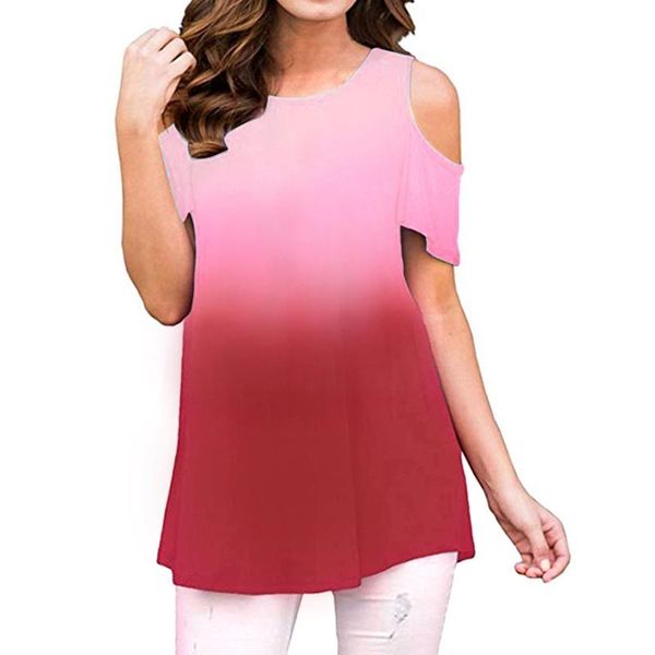 women's blouses & shirts womens gradient blouse cold shoulder short sleeve loose casual basic o-neck summer beach camisas de mujer #11, White
women's blouses & shirts womens gradient blouse cold shoulder short sleeve loose casual basic o-neck summer beach camisas de mujer #11, White