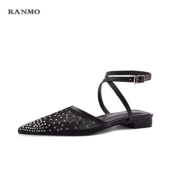leather women's shoes sandals fashion summer elegant flat heels diamond embellishment, Black
leather women's shoes sandals fashion summer elegant flat heels diamond embellishment, Black
