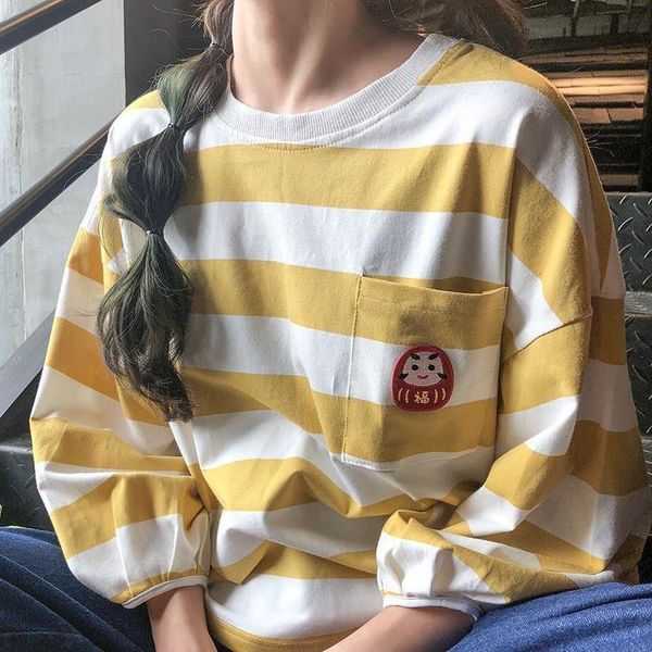 women's t-shirt t-shirts women striped embroidery long sleeves daily all-match streetwear students loose large size 2xl, White
women's t-shirt t-shirts women striped embroidery long sleeves daily all-match streetwear students loose large size 2xl, White