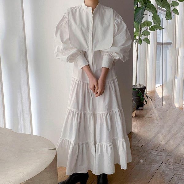 casual dresses korean autumn dress french small stand collar age reducing lantern sleeve long cake skirt loose 2021, Black;gray
casual dresses korean autumn dress french small stand collar age reducing lantern sleeve long cake skirt loose 2021, Black;gray