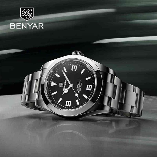 benyar watches men mechanical fire luxury automatic sports waterproof stainless steel clock reloj hombre, Slivery;brown
benyar watches men mechanical fire luxury automatic sports waterproof stainless steel clock reloj hombre, Slivery;brown