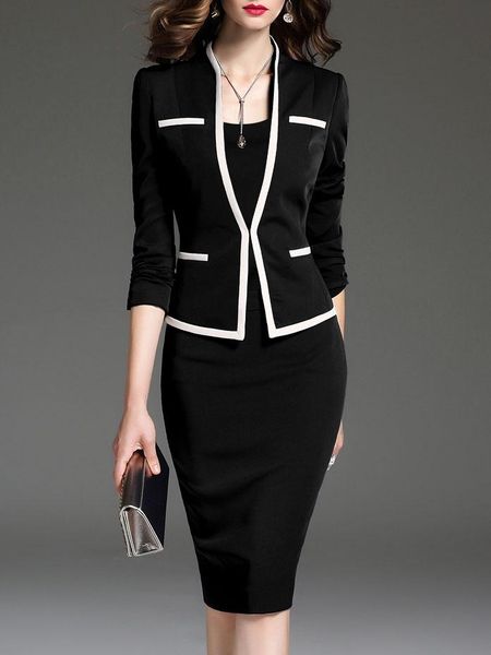 suit dress fashion business for formal suits with autumn short sleeve and skirt office women's work dresses, White;black
suit dress fashion business for formal suits with autumn short sleeve and skirt office women's work dresses, White;black