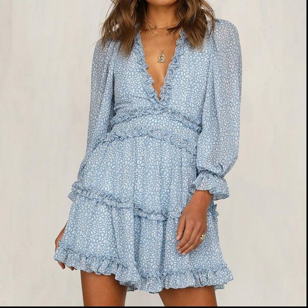 womens dress summer elegant ruffles print mini women halter v neck long sleeved waist puff sleeve dresses sundresses, Black;gray
womens dress summer elegant ruffles print mini women halter v neck long sleeved waist puff sleeve dresses sundresses, Black;gray