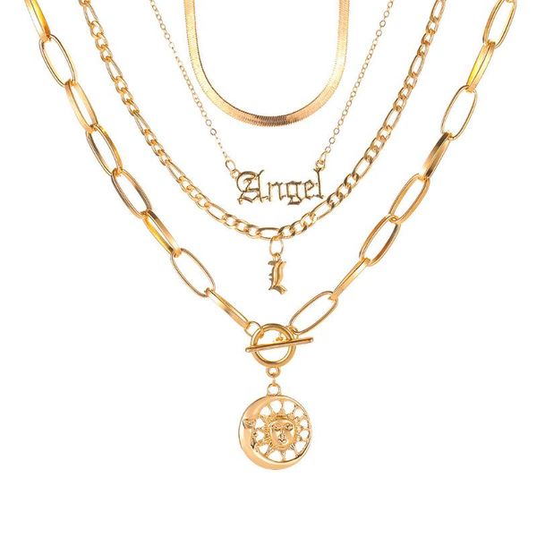 accessories simple character classic letters angel moon sun pendant multilayer necklace chains, Silver
accessories simple character classic letters angel moon sun pendant multilayer necklace chains, Silver