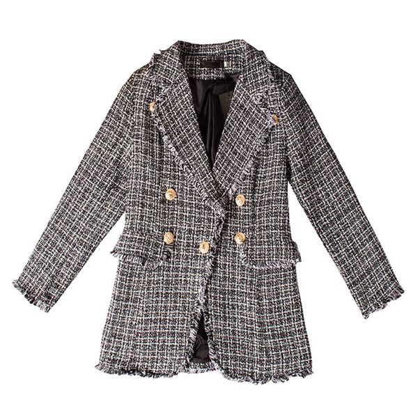 women tweed blazer palid tassel notched collar spring autumn winter long sleeve double-breasted vintage elegeant c0294 210514, White;black
women tweed blazer palid tassel notched collar spring autumn winter long sleeve double-breasted vintage elegeant c0294 210514, White;black