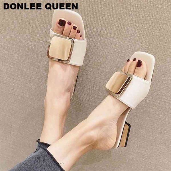 women slippers slip on slides low heel sandals metal buckle slipper wooden block heels summer shoes femmes sandales mujer 210619, Black
women slippers slip on slides low heel sandals metal buckle slipper wooden block heels summer shoes femmes sandales mujer 210619, Black