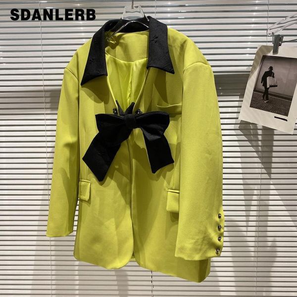 women's suits & blazers contrast color long sleeves blazer coat 2021 summer spring model style big bow design loose suit jacket for wom, White;black
women's suits & blazers contrast color long sleeves blazer coat 2021 summer spring model style big bow design loose suit jacket for wom, White;black