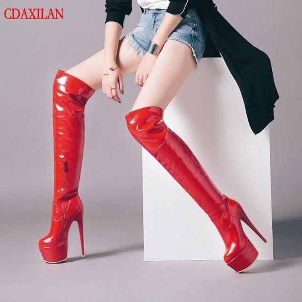 boots cdaxilan arrivals the over-knee women's patent leather super high heels platform round toe side zipper thing, Black
boots cdaxilan arrivals the over-knee women's patent leather super high heels platform round toe side zipper thing, Black