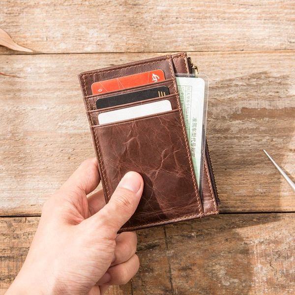 card holders mens black leather bank wallet multi-purpose mini zipper coin purse tarjetero id holder driver's license, Brown;gray
card holders mens black leather bank wallet multi-purpose mini zipper coin purse tarjetero id holder driver's license, Brown;gray