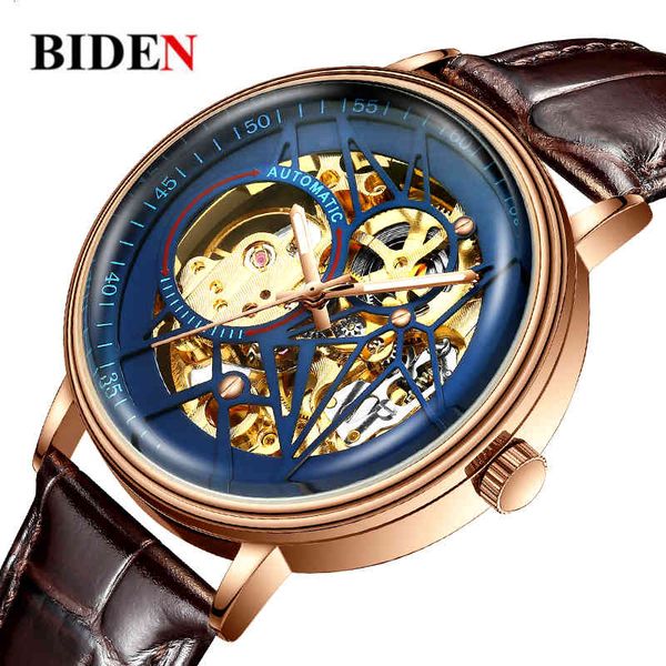 biden hollow design mechanical watches human retro luxury male automatic unique leather waterproof clock, Slivery;brown 
biden hollow design mechanical watches human retro luxury male automatic unique leather waterproof clock, Slivery;brown