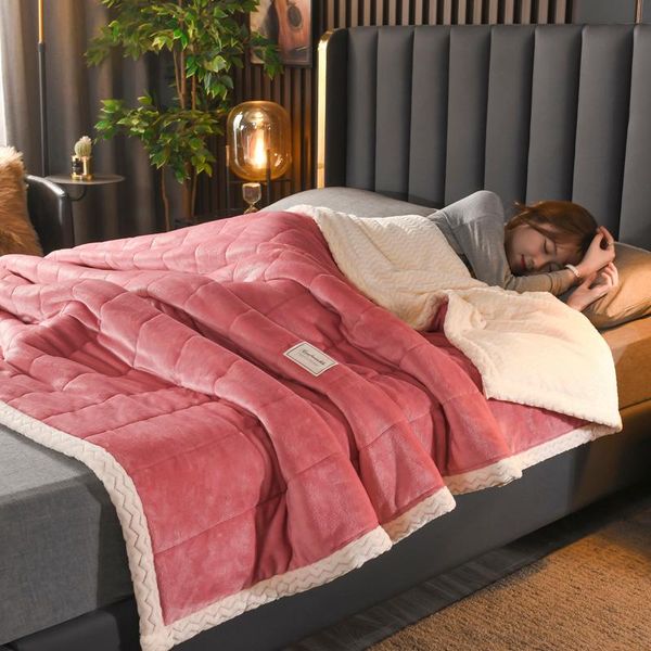 blankets thick three-layer quilted milk fleece blanket winter warm dual-sided sleeping soft comfortable bedspread
blankets thick three-layer quilted milk fleece blanket winter warm dual-sided sleeping soft comfortable bedspread
