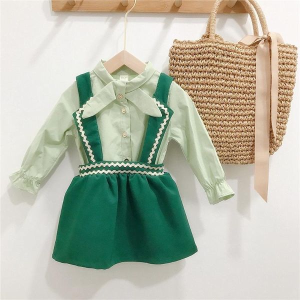 clothing sets baby2021 spring girls preppy princess clothes set kids children long sleeve shirt+embroidery overall dress 2pcs suit s119, White
clothing sets baby2021 spring girls preppy princess clothes set kids children long sleeve shirt+embroidery overall dress 2pcs suit s119, White