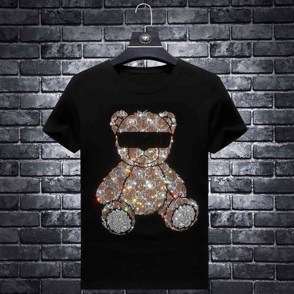 fashion t shirt 2021 summer men's brand bear drill short sleeve lovers' wear half trend slim round neck for men, White;black
fashion t shirt 2021 summer men's brand bear drill short sleeve lovers' wear half trend slim round neck for men, White;black