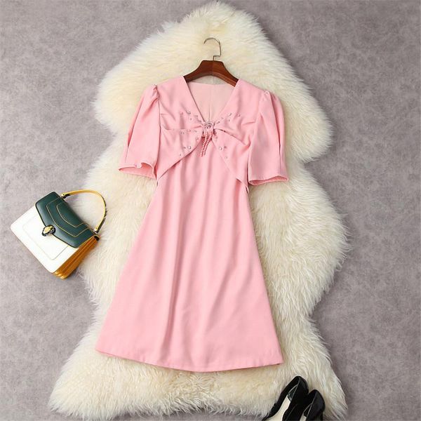 party dresses 2021 summer fashion short sleeve beading v neck solid sweet girl pink dress for women designer mini princess robe femme, White;black
party dresses 2021 summer fashion short sleeve beading v neck solid sweet girl pink dress for women designer mini princess robe femme, White;black