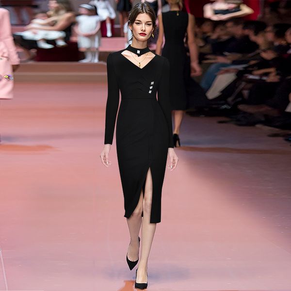 halter cut-out long sleeve fastener decoration pleated waist tight sheath slit fashionable dress 2021 womens autumn clothing new, Black;gray
halter cut-out long sleeve fastener decoration pleated waist tight sheath slit fashionable dress 2021 womens autumn clothing new, Black;gray