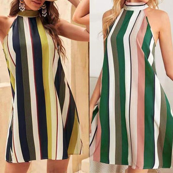 casual dresses women's summer sleeveless halter printing emprie swing short dress, Black;gray
casual dresses women's summer sleeveless halter printing emprie swing short dress, Black;gray