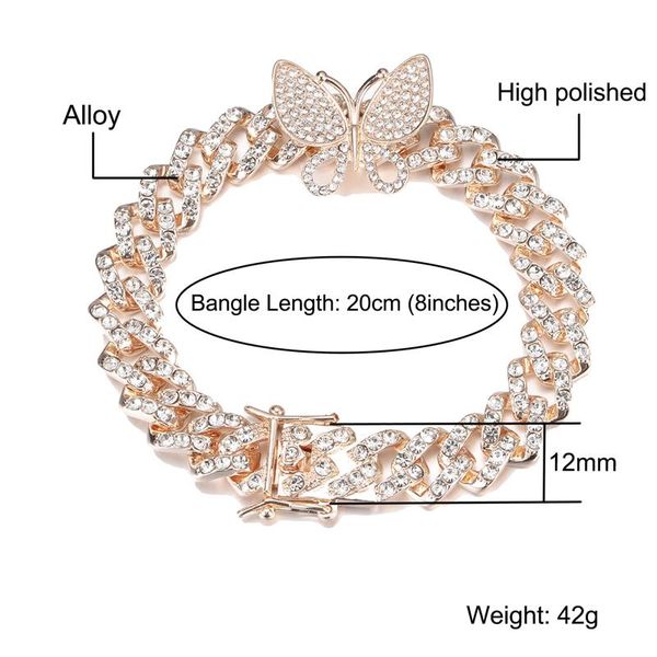 link, chain hip hop 12mm bling iced out pink butterfly cuban prong full crystal pave men's bracelet for men women jewelry, Black
link, chain hip hop 12mm bling iced out pink butterfly cuban prong full crystal pave men's bracelet for men women jewelry, Black