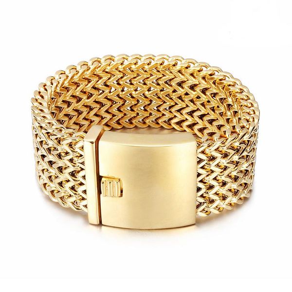 link, chain fashion stainless steel link bracelets high polished dubai gold mesh men cool jewelry accessories gifts, Black
link, chain fashion stainless steel link bracelets high polished dubai gold mesh men cool jewelry accessories gifts, Black