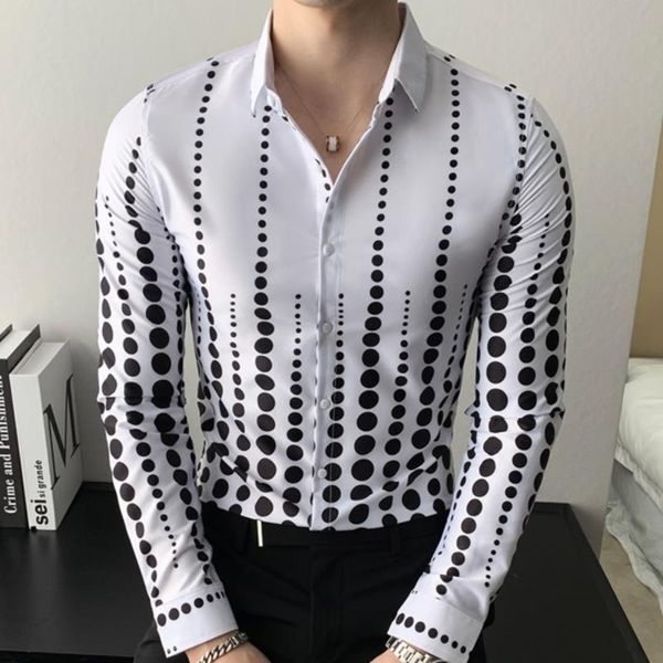 men's casual shirts british style point print men shirt fashion streetwear striped slim fit half sleeve male clothing 3xl, White;black
men's casual shirts british style point print men shirt fashion streetwear striped slim fit half sleeve male clothing 3xl, White;black