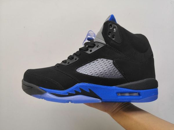 (with box)2022 5 racer blue basketball shoes men black silver 5s sneaker 
(with box)2022 5 racer blue basketball shoes men black silver 5s sneaker