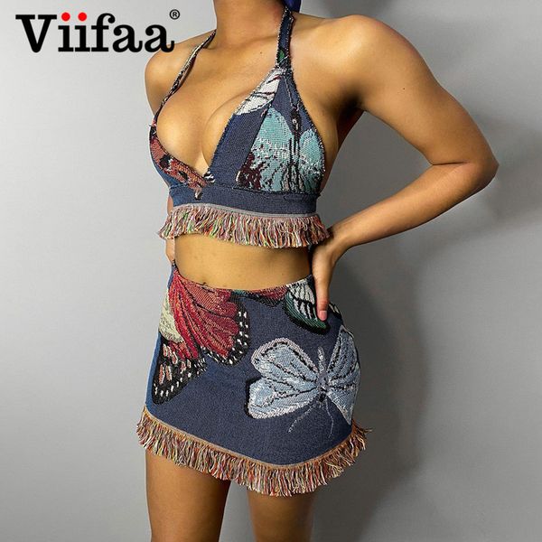 viifaa butterfly print 2piece set women matching dress sets summer halter and mini skirt fringe trim two piece outfitsswimwear bathing s, Black;gray
viifaa butterfly print 2piece set women matching dress sets summer halter and mini skirt fringe trim two piece outfitsswimwear bathing s, Black;gray