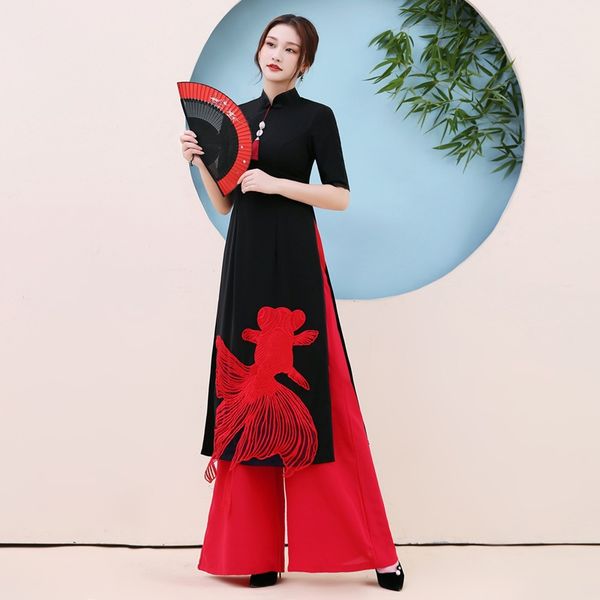 chinese style clothing women ao dai dress cheongsam long wide leg pants chinese costumes 2 piece sets womens outfits 11355, Red
chinese style clothing women ao dai dress cheongsam long wide leg pants chinese costumes 2 piece sets womens outfits 11355, Red