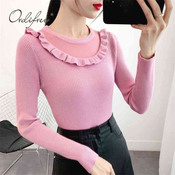 autumn winter women sweaters and knitted pullover long sleeve cute pink ruffle sweater 210513, White;black
autumn winter women sweaters and knitted pullover long sleeve cute pink ruffle sweater 210513, White;black